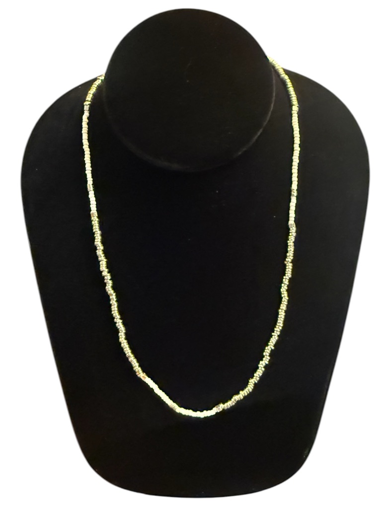 All Saints Gold White Seed Bead Necklace 38$